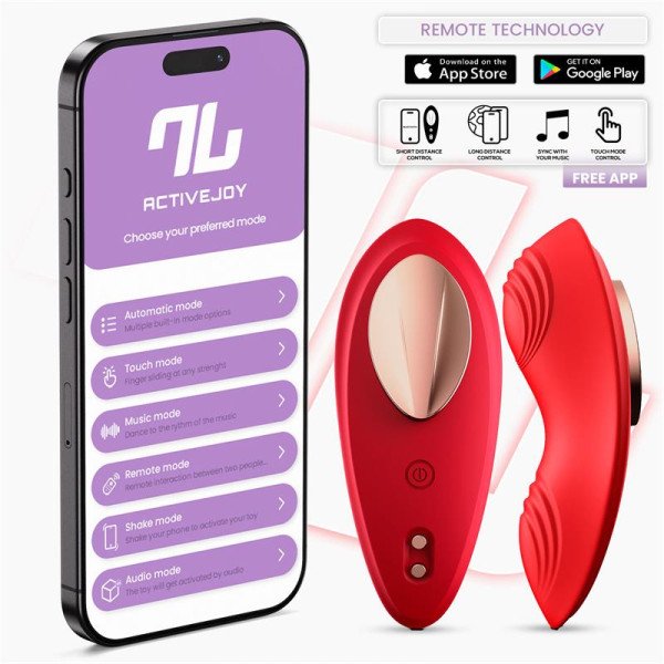 Vibratore per mutandine in silicone con app doppio strato rosso