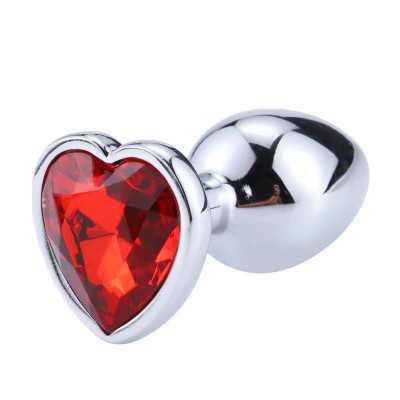 Butt Plug with Heart Jewel Corazon Red Scarlet Size M
