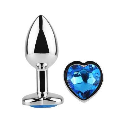 Heart Shaped Butt Plug Blue Sapphire Size L