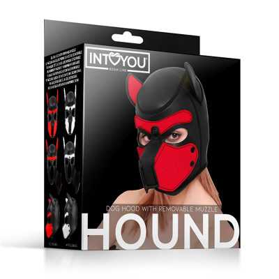 Hound Dog Hound with Removable Muzzle Neoprene Black Red One Size