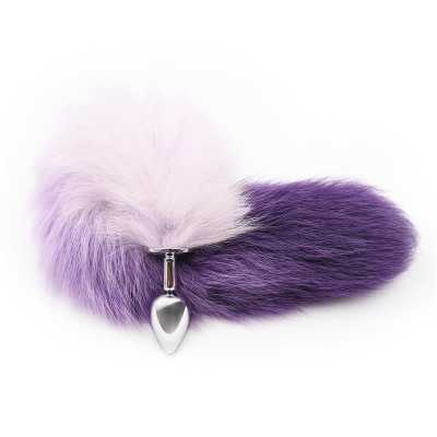 Anal Plug Purple and White Foxy Tail Size S