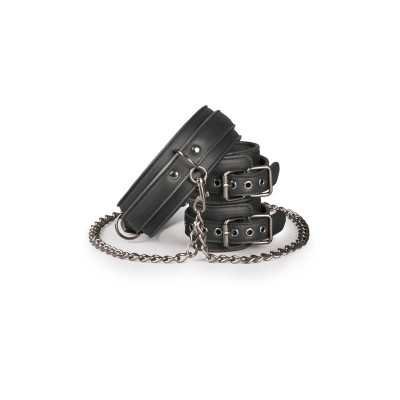Ligature Set Collar with Handcuffs Black